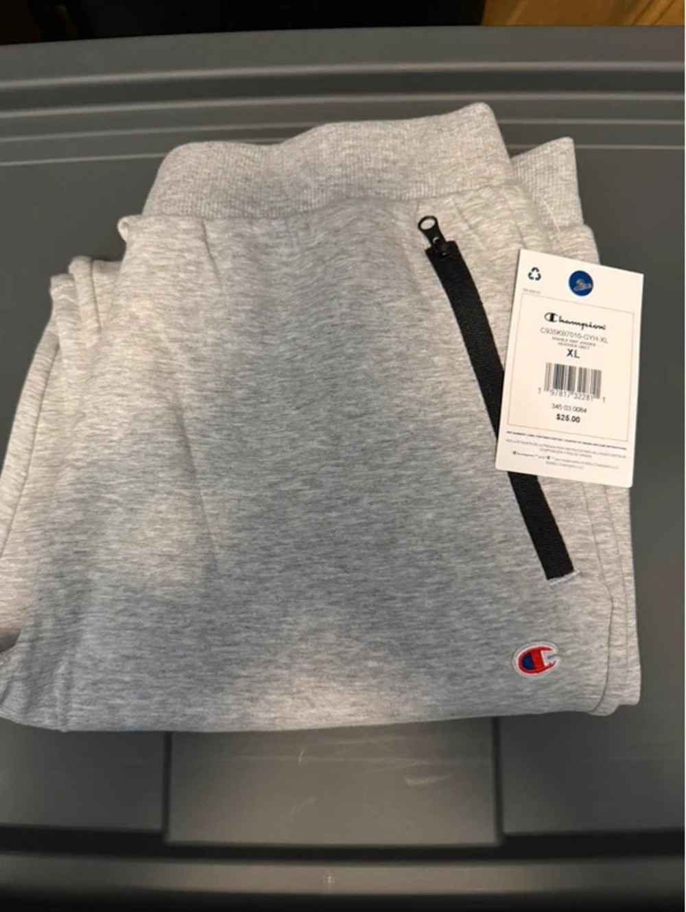 Champion Double Knit Jogger Pants Boy's XL Heather Gray NWT Zip Pockets